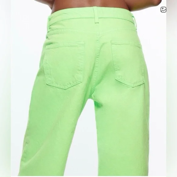 Zara The Boogie Pants Vibrant Green Wide Leg Pants - Picture 4 of 12